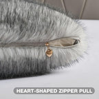 FUTEI Grey White Decorative Throw Pillow Covers 18x18 Inch Set of 2,Soft Faux Raccoon Fur Textured Cushion Case,Modern Home Luxurious Decor for Couch Bed Living Room