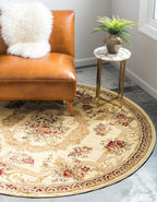Rugs.com Chateau Collection Rug - 4 Ft Round Cream Medium Pile Rug