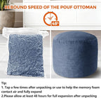 Pouf Ottoman Foot Rest, Comfortable & Soft, Round Footstool for Living Room, Bedroom, Office, Room Decoration, Corduroy Foot Stool Pouf with Odorless & Anti-Clump Filling, Small Navy