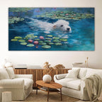 Dog Monet Wall Art with - Large Canvas Wall Art for Bedroom - Framed Landscape Pictures Decor - Classic Vintage Artwork for Living Room, Bedroom, or Office Paintings Wall Decor 29×58IN