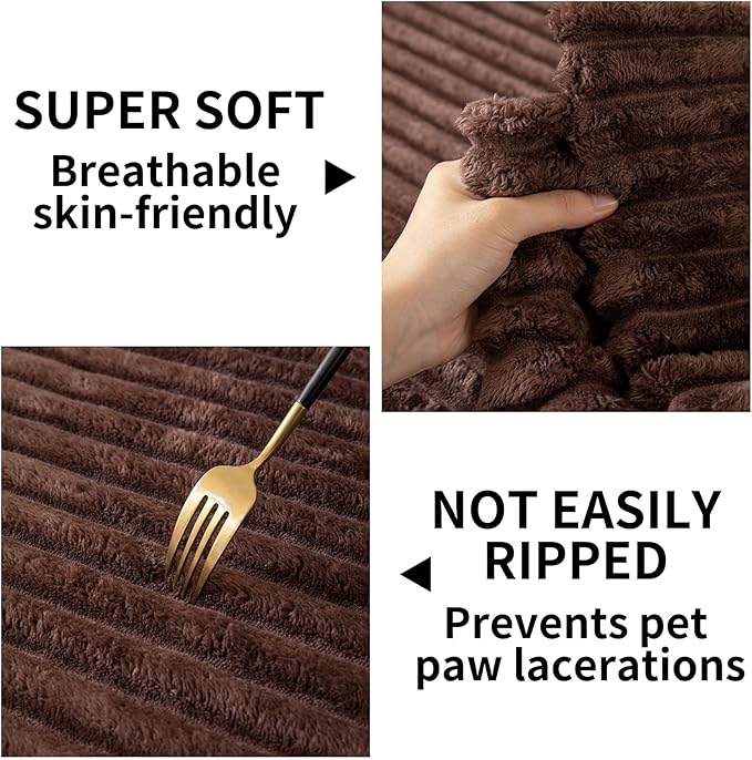HAOMAIJIA Waterproof Couch Cover for Dogs Washable,Faux Fur Pet Couch Covers for Sofa,Soft Dog Bed Cover Non-Slip Couch Covers for 3 Cushion Couch Sofa Pet Friendly (Brown, 35" x 62" 1 Pack)