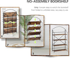 4NM No Assembly Extra Wide Folding Bookshelf for Living Room, 4 Tiers Collapsible Book Shelves Open Industrial Foldable Bookcase Storage Shelf for Home Office - Rustic Brown Black