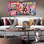 CIRABKY Graffiti Wall Art - Colorful Banksy Wall Art - Boy Kiss Girl Print - 20" x 40"