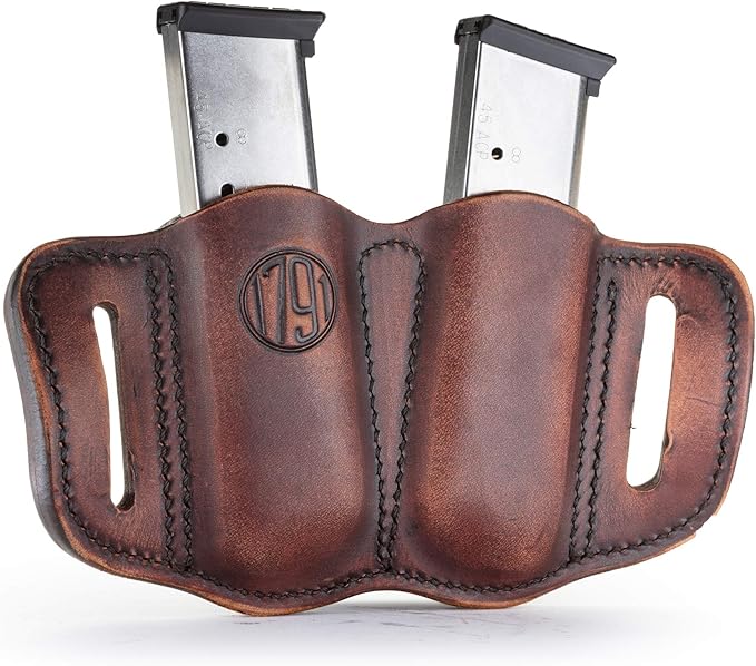 1791 Gunleather Mag Holster 2.1 - Double Mag Pouch for Single Stack Magazines, OWB Magazine Pouch for Belts