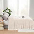 Snuggle Sac Ultra Soft Ivory Bedding Blanket Twin XL, Warm Fluffy Microfiber Blankets for Bed, Living Room, Oversized Bed Blanket Dupes, Heather Ivory, 66x90 inches