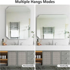 Bathroom Mirrors for Over Sink, Frameless Mirrors for Wall, 24x32 Inch Beveled Bathroom Mirror, Bathroom Vanity Mirror for Bedroom Living Room Entryway Home Decor