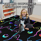 Black Cat Rug 5x7, Kids Cat Carpet for Girls Room Decor, Funny Cats Rugs Room Decor Girls Bedroom Cute Cats Themed Washable Kids Area Rug for Playroom Bedroom Classroom