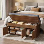Shoe Bench with Storage - Lift Top Entryway Bench with Hidden Storage, Shoe Rack with Adjustable Shelves and Cushioned Seat, Wooden End of Bed Bench for Bedroom, Living Room and Hallway,Walnut