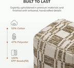 Anji Mountain Artisan Crafted Cotton Blend Pouf Ottoman | Versatile Floor Seating & Footstool for Living Room | Modern Boho Home Décor Accent | Filled Pouffe