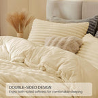 BEDELITE Fleece Twin Comforter Set -Super Soft & Warm Fluffy Beige Bedding, Luxury Fuzzy Heavy Bed Set for Winter with 1 Pillow case