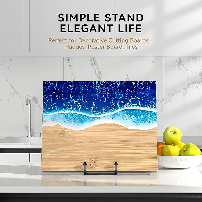 10 Inch Large Plate Stands for Display - Metal Plate Holder Display Stand + Small Easels Picture Stand for Book, Platter, Plaque, Photo Frame, Tabletop Art (2 Pack)