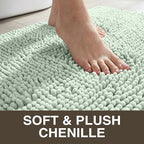 Neater Home Plush Bathroom Rugs 36x24 Thick Chenille Quick Dry Microfiber Absorbent Bath Mat, Soft Bath Rugs, Machine Washable Bathroom Floor Mat for Tub Shower Sink, Home Decor Accessories, Green