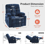 MCombo Power Lift Recliner Chair for Elderly, Electric Lift Chair with Extended Footrest, USB Ports, Cup Holders, Fabric 7281 (Navy Blue, Small)