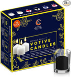Candle Charisma Black Unscented Votive Candles - 10 Hour Burn time - Set of 72 for Dinner, Wedding, Halloween and Holiday Decorations