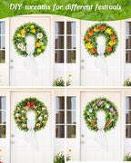 Vlorart 24 Inch Artificial Front Door Boxwood Wreath, Spring Summer Wreaths for Front Door, Large Green Wreath with Sash for Farmhouse Wedding Outside Year Round Indoor and Outdoor for Home Decoration