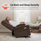 MCombo Large Power Lift Recliner Chair for Elderly, Lift Chair with Heat and Massage, 3 Positions, USB Charge Ports, Cup Holders, Fabric 7099 (Large, Coffee)