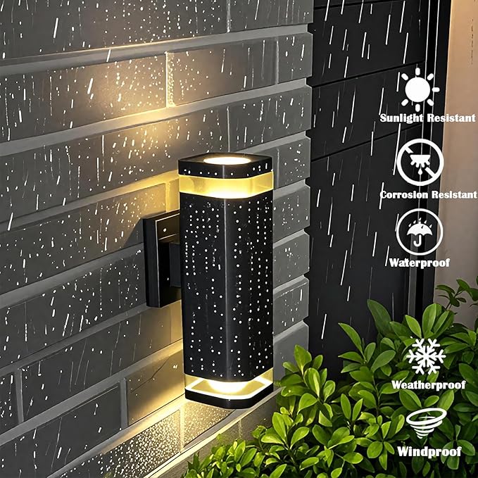 LED Outdoor Wall Sconce, Dusk to Dawn Outdoor Lighting Fixture, Modern Up Down Porch Lights ETL Listed, Aluminum Exterior Wall Lights for Garage Door,House,Patio 2 Pack
