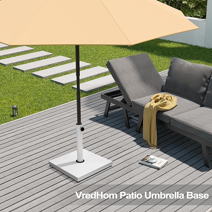 Patio Umbrella Base, 43lbs, Outdoor Heavy Duty Square Concrete Stand Market Umbrella, White