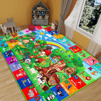 ABC Kids Rug for Playroom 59"×39.4" Hobbit House Educational Kids Playmat Alphabet Animal & Shape Learning, Premium Non-Slip Playmat for Toddlers Letters Farm Animals Color Classroom Carpet