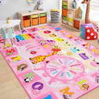 Chicrug Educational Kid Area Rug for Playroom, 4x6 Feet TPR Non Slip Kids Classroom Carpet Rug for Learning ABC Animal, Shape Color Fruit, Washable Play Mat Rug for Children Nursery Toddler Room Decor