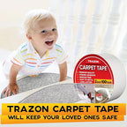 Carpet Tape Double Sided - Rug Tape Grippers for Hardwood Floors and Area Rugs - Carpet Binding Tape Strong Adhesive and Removable, Heavy Duty Stickers Grip Tape, Residue Free (2 Inch / 100 Yards)