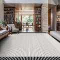 Modern Micro Loop Indoor Area Rugs for Living Room Bedroom Kitchen Geometric Striped Black-White 5x7 Luxury Durable Low and High Pile Non-Shedding Stain Resistant Soft Area Carpet 5 x 7