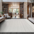 Modern Micro Loop Indoor Area Rugs for Living Room Bedroom Kitchen Geometric Striped Black-White 8x10 Luxury Durable Low and High Pile Non-Shedding Stain Resistant Soft Area Carpet 8 x 10