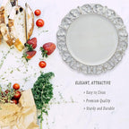 13" Antique White Charger Plates, Set of 6 Plastic Textured Chargers for Dinner Plates with Embossed Rim, Table Décor, Party, Wedding, Holiday