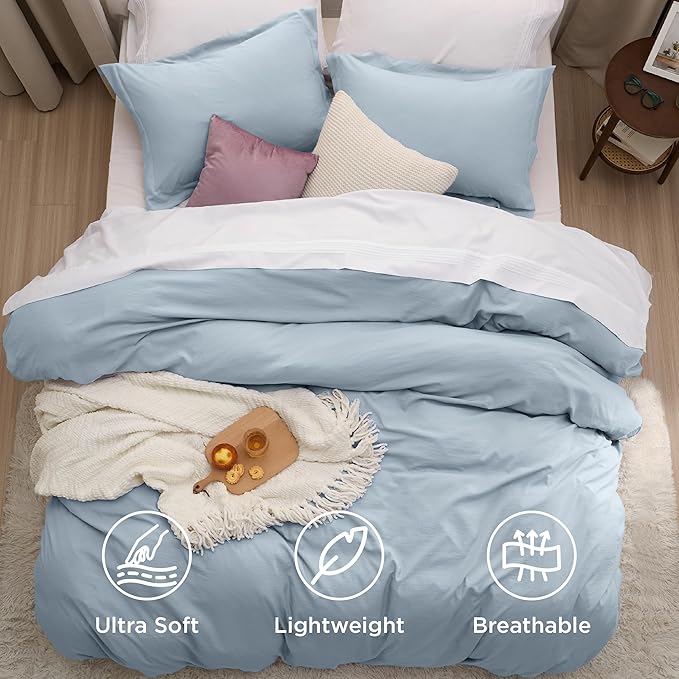 Bedsure Celestial Blue Twin Duvet Cover - 2 Pieces Prewashed Extra Soft Bedding Set, Includes 1 Duvet Cover Twin Size 68x90 Inches with Zipper Closure & 1 Pillow Sham, Comforter Not Included