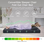 Folding Sofa Bed, 4 in 1 Convertible Sleeper Chair with Pillow, Single Memory Foam Fold Out Chair Bed, Modern Floor Futon Sofa Couch Mattress for Living Room/Guest/Apartment, Dark Grey