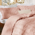 Bedsure Tufted Boho Comforter Set King Size - Light Pink Boho Bed Set, GentleSoft™ 3 Pieces Farmhouse Shabby Chic Embroidery Bedding, Gifts for Woman, Soft Jacquard King Comforter for All Seasons