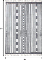 Area Rugs for Living Room 3x5 Kilim Rug Gray & Beige Cotton Dhurrie Striped Thick 0.19 inches Stone Easy Washable Hand Wash Cotton Carpet Flatweave Rug Indoor Outdoor Rugs for Kitchen, Bedside