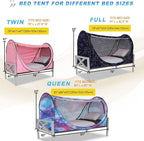 Privacy Pop up Eclipse Bed Tent Bed Drapes (Unicorn Galaxy, Queen)