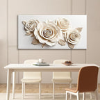 Wall Art Living Room Decor White Flower Wall Art Decor Modern Canvas Art Wall Decor Home Wall Art Suitable Pictures For Bedroom Apartment Office Can Be Hung 24"X48"