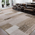 FlyDOIT Modern Geometric Patchwork Area Rug, 4x6 Beige Large Rugs for Living Room, Rockwood Collection Indoor Rugs for Bedroom, Throw Carpet Floor Decor for Entryway Dining Room Office Nursery