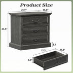 Huuger Nightstand with Charging Station, 3 Drawer Night Stand, 22 Inch Wider Side Table with Storage, Farmhouse Nightstand with Vintage Handles, Thicken Base, for Bedroom, Black
