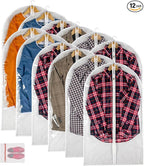 Clear Garment Bag Suit Bags for Closet Storage, Vinyl Garment Bags for Hanging Clothes, Coat Covers for Closet with Zipper and Plastic Garment Bags for Hanging Clothes - 24'' X 40''/12 Pack