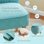 KOMFOTT Velvet Accent Chair, Modern Armless Sofa Chair with Solid Rubber Wood Legs, Wingback Leisure Chair with Thick Cushion, Upholstered Side Chair for Living Room, Bedroom, Turquoise
