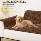 Smiry Pet Couch Cover for Dogs Washable, Non-Slip Fuzzy Couch Covers for 3 Cushion Sofa Pet Friendly, Soft Thick Furniture Protector Sofa Slipcover Mat for Dogs (Chocolate, 27.6" x 82.7")