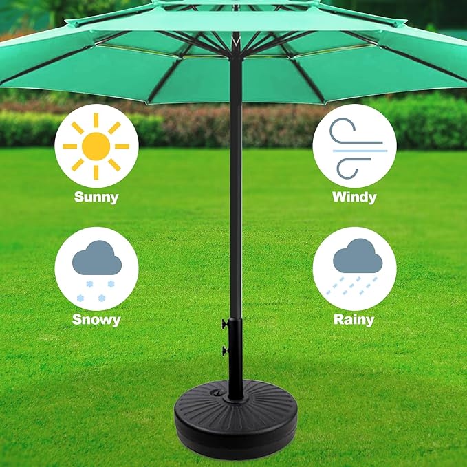 Outdoor Umbrella Base Stand, Water/Sand Filled Patio Umbrella Stand, Heavy Duty Umbrella Holder, Round Umbrella Base, Black
