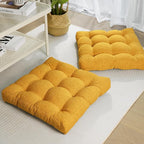 Tromlycs Floor Pillow Seating Cushions for Adults Set of 2 Sitting Large Square Pillow Gel Memory Foam 20 x 20 x 4 Inch Yellow