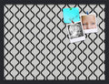 PinPix ArtToFrames 16x22 Custom Cork Bulletin Board Black and White Waves Poster Board Has a Fabric Style Canvas Finish, Framed in Satin Black (PinPix-194)