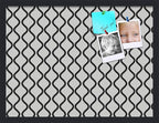 PinPix ArtToFrames 16x22 Custom Cork Bulletin Board Black and White Waves Poster Board Has a Fabric Style Canvas Finish, Framed in Satin Black (PinPix-194)
