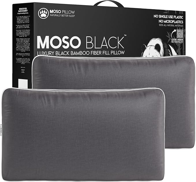 2-Pack King Size Cooling Pillow – 100% Viscose Derived from Bamboo, Charcoal – Firm Bed Pillows for Back and Stomach Sleepers – Hypoallergenic Comfort, Neck Alignment