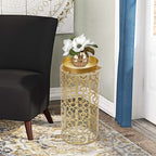 Adeco Metal Umbrella Stand Rack Holder Organizer Entryway Freestanding, for Canes, Walking Sticks, Gold Color