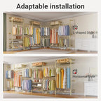 Timate L6 Closet Rack Wall Mount for Corner - Expandable Industrial Pipe Closet System, Heavy Duty Hanging Garment Rack, Closet Organizer Storage Solution for Wardrobe, Bedroom,Walk-in Closets, Gold