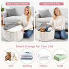 Tiita Floral Pouf Ottoman, Foot Stools Ottoman with Foam Chunk Filling, Puff Foot Rest for Couch, Living Room, Kids Room, Pink