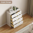 4 Wooden Drawer Dresser for Bedroom Storage, Modern Farmhouse Wood Chest of Drawers with Metal Handles, Wide Storage, Cabinet for Closet, Living Room, or Entryway White