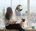 LOVELYPOD DIY Dog Ornament Suncatcher Memorial Gifts for Dog Lovers, White Dog Decor on Moon Window Hangings Suncatcher, Loss of Dog Sympathy Gift, Remembrance Gifts in Memory(4 Inches)