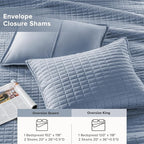 Comfort Spaces Blue Oversized Queen Quilt Set 102"x118" Bedspread Quilted Summer Lightweight Microfiber Bedding Coverlet with Double Sided Stitching Soft All Season Cozy 3 Piece with Matching Shams